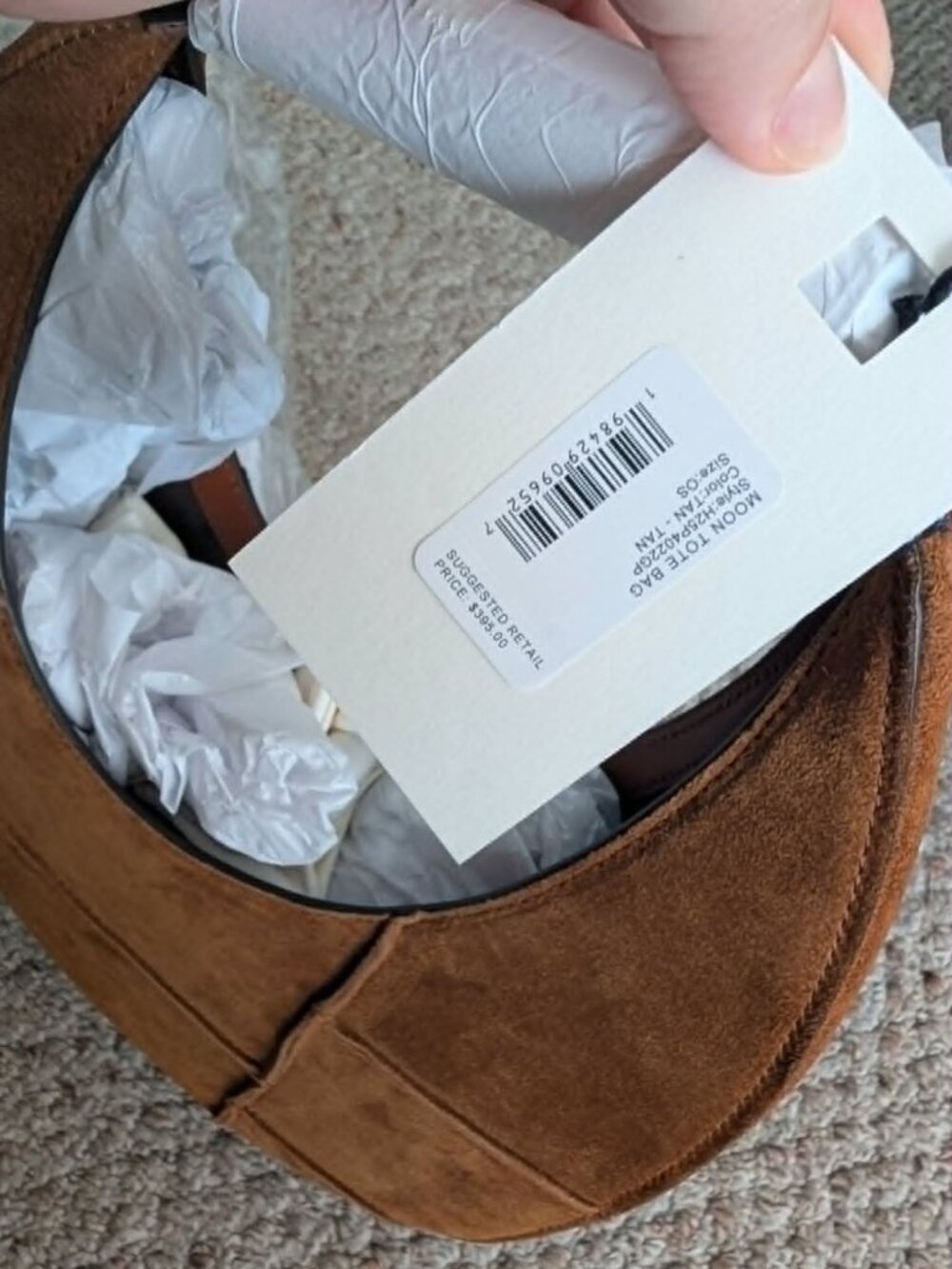 Brand New STAUD Moon Tote Bag – Brown Suede - Picture 6 of 6